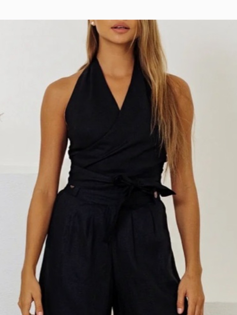 Black Halter Wrap Top - Sleek Summer Staple